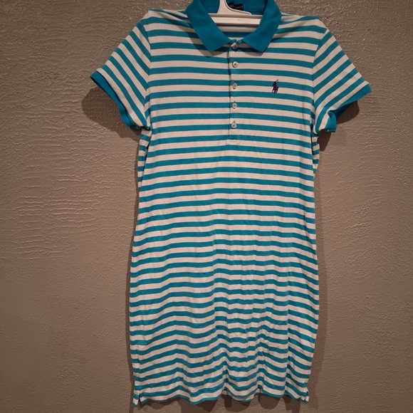 Ralph Lauren Dresses & Skirts - Ralph Lauren Teal and White Striped Polo